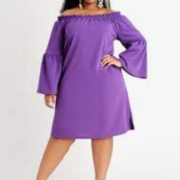 Ashley Stewart Dresses Ashley Stewart Off The Shoulder Bell Purple